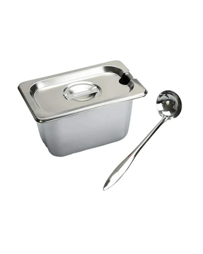Set De Bandeja 1/9 Con Tapa Y Cucharón De Acero Inoxidable 17,6x11x15Cm Imarca
