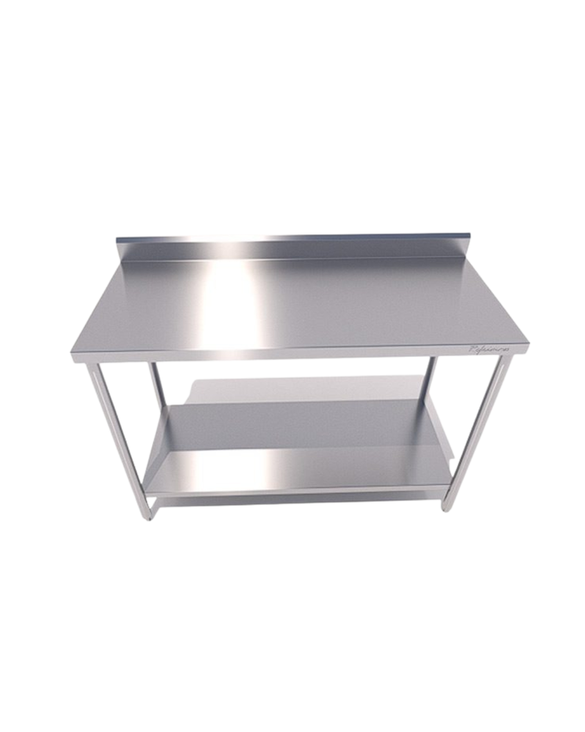 MESA DE PARED CON ENTREPAÑO DE ACERO INOXIDABLE 140x70x85CM PIMAK