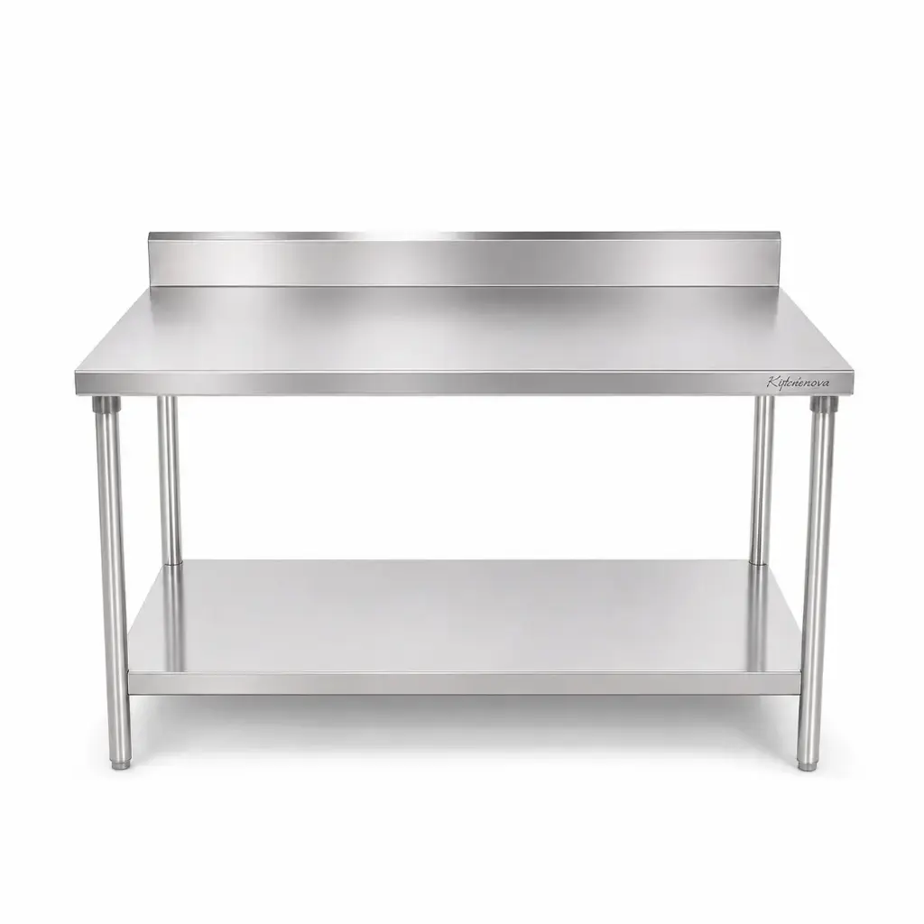 Mesa De Pared Con Entrepaño De Acero Inoxidable 120x70x85Cm Pimak