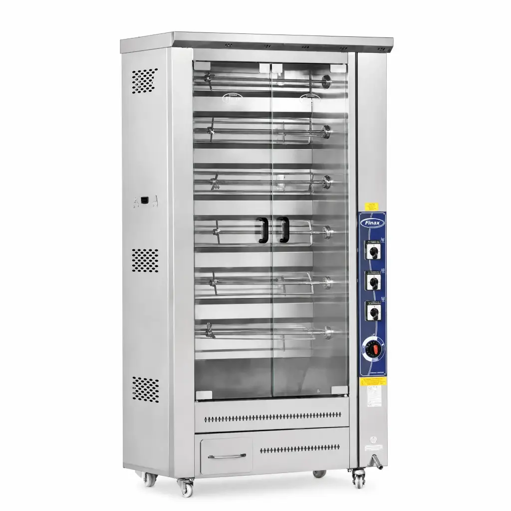 Asador De 24 Pollos A Gas En Acero Inoxidable 90x60x190Cm Pimak