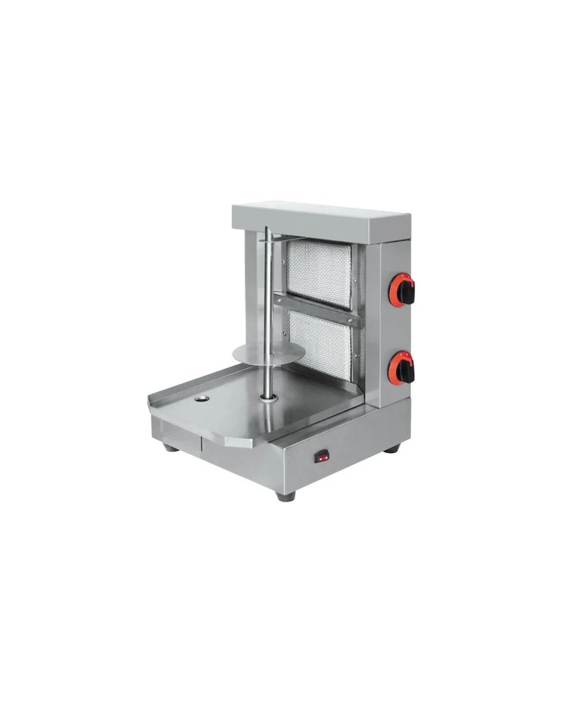 SHAWARMERA A GASA PROFESIONAL DE ACERO INOXIDABLE 2 QUEMADORES PIMAK