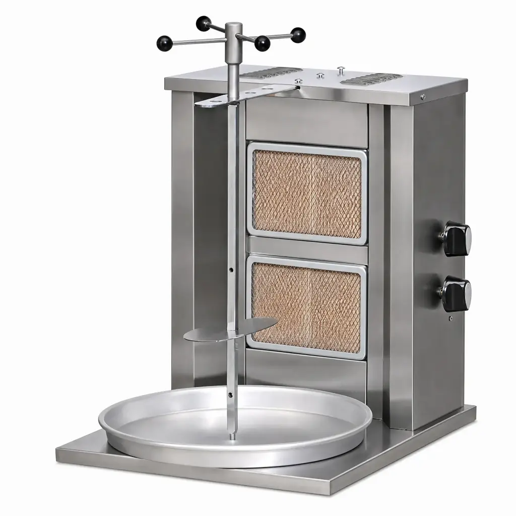 Shawarmera Profesional A Gas Con 2 Quemadores Acero Inoxidable 47x52x67Cm Pimak