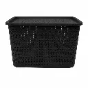 Caja Organizadora Con Tapa Negra De Ratán 20 L Alfa Hogar