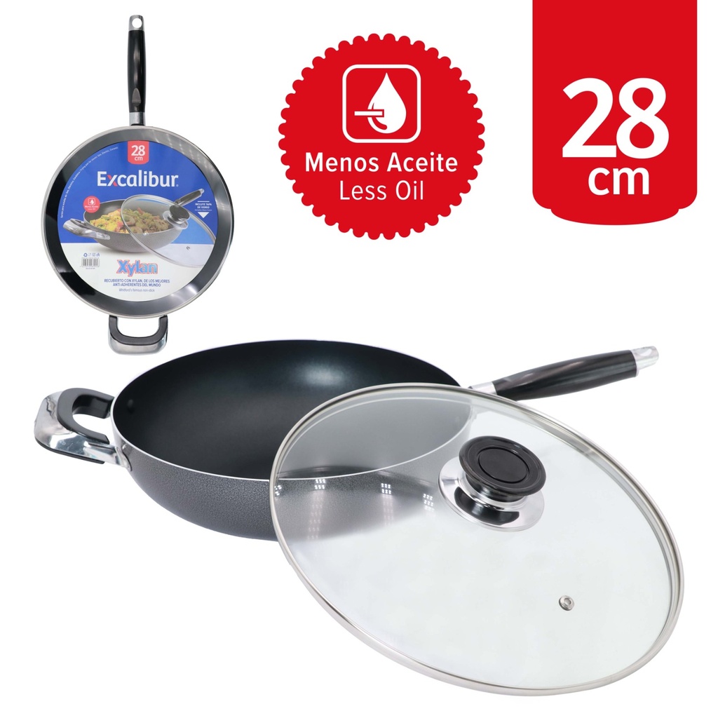 Sarten Con Tapa Antiadherete De 28 Cm Excalibur