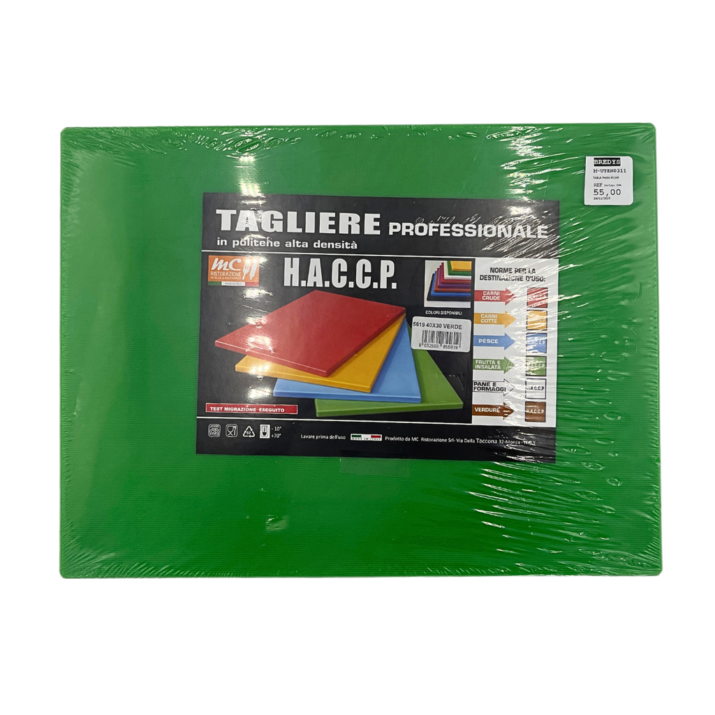 Tabla Verde Para Picar Profesional Polietileno 50X30X0.2Cm  