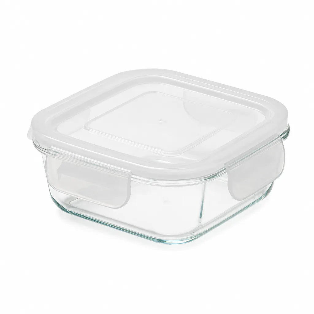 Conservador Hermético Cuadrado De Vidrio 900 Ml Alfa Hogar