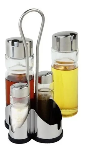 Convoy Para Ensaladas Aceite Vinagre Sal Y Pimienta De Vidrio