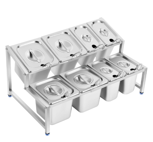 Organizador 8 Bandejas Con Tapa Y Cucharones De Acero Inoxidable 60x34x25Cm Imarca