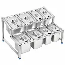 Organizador 8 Bandejas Con Tapa Y Cucharones De Acero Inoxidable 60x34x25Cm Imarca