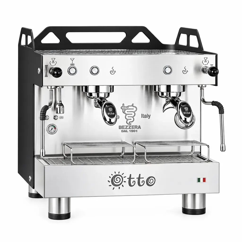 Máquina De Café Espresso Otto Black En Acero Inoxidable 2 Grupos 110V Bezzera