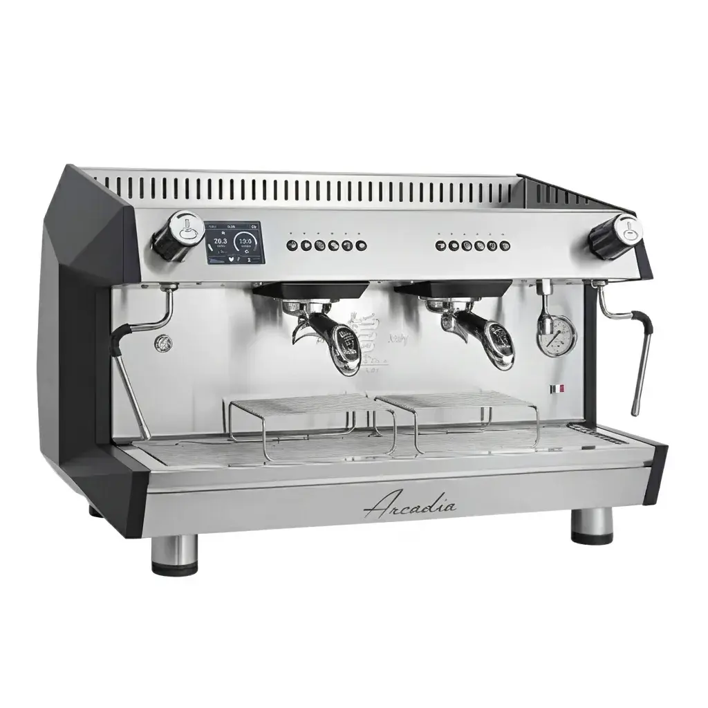 Maquina De Espresso Arcadia En Acero Inoxidable De 2 Grupos 220V Bezzera