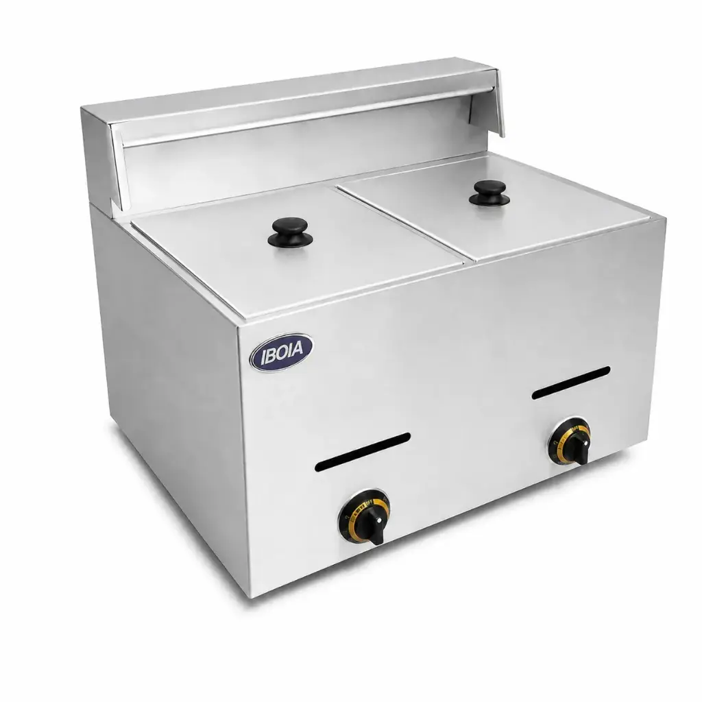 Freidora A Gas De Mesa 2 Cestas Acero Inoxidable 12L Iboia