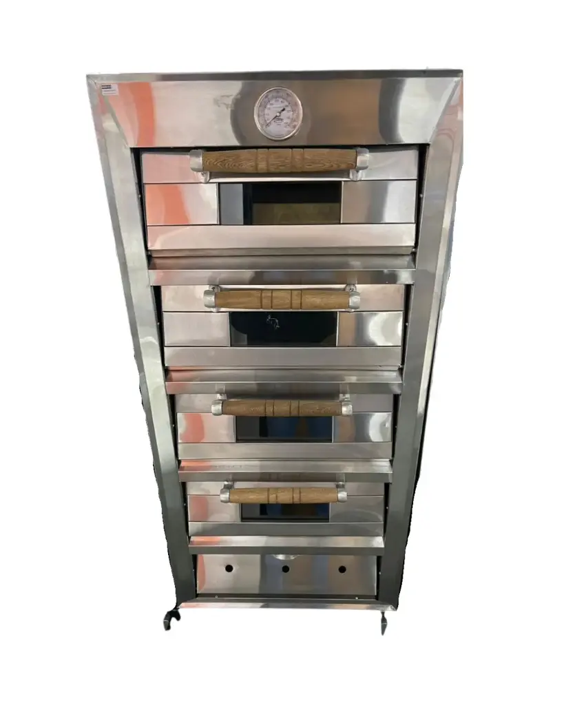 Horno Gas Acero Inox Frontal 4 Camaras Con Reloj