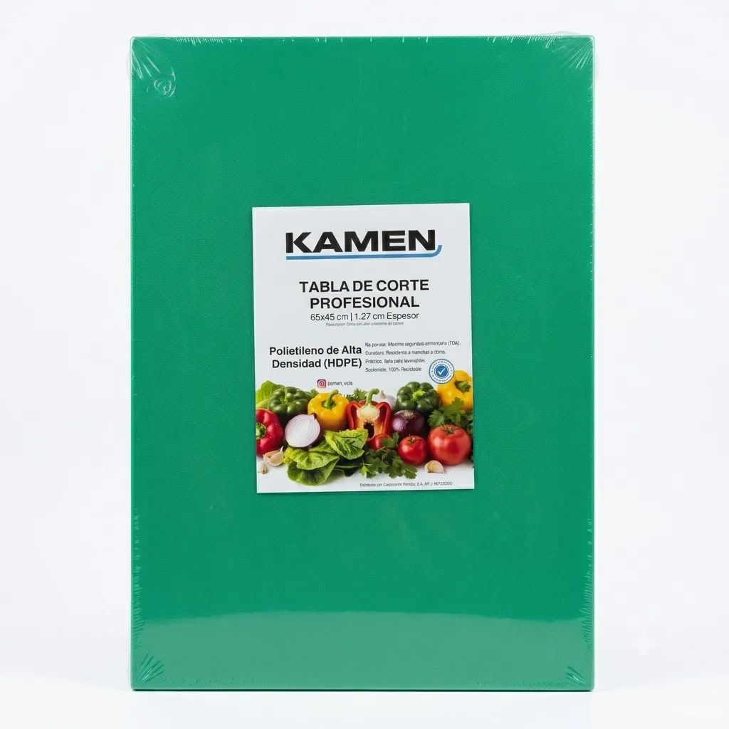 Tabla Para Picar Profesional Verde De Polietileno De Alta Densidad (Hdpe) 65X45X1,27 Cm. Kamen