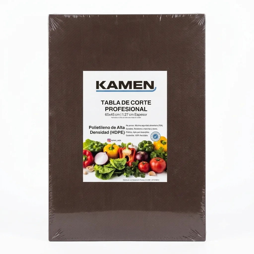 Tabla Para Picar Profesional Marrón De Polietileno De Alta Densidad (Hdpe) 65X45X1,27 Cm. Kamen