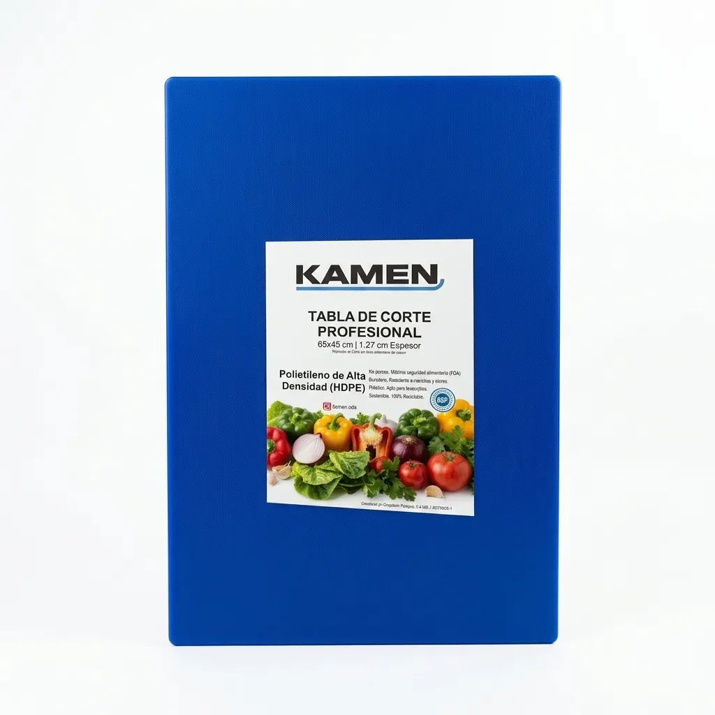 Tabla Para Picar Profesional Azul De Polietileno De Alta Densidad (Hdpe) 65X45X1,27 Cm. Kamen