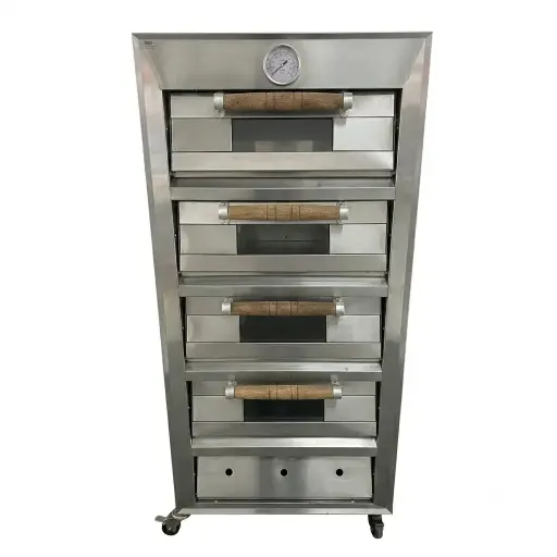 [M-EQUIP0095] Horno Panadero A Gas De 4 Cámaras Con Reloj En Acero Inoxidable 157x73x80Cm Malper