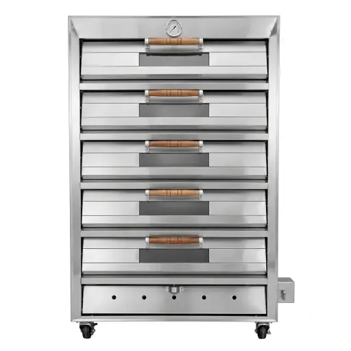 [M-EQUIP0097] Horno Panadero A Gas Con Reloj De 5 Cámaras 10 Bandejas En Acero Inoxidable 172x120x82Cm Malper
