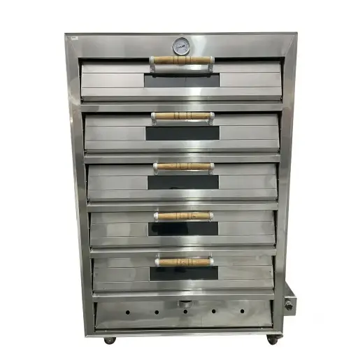 [M-EQUIP0098] Horno Panadero A Gas Con Termostato De 5 Cámaras 10 Bandejas En Acero Inoxidable 172x120x82Cm Malper