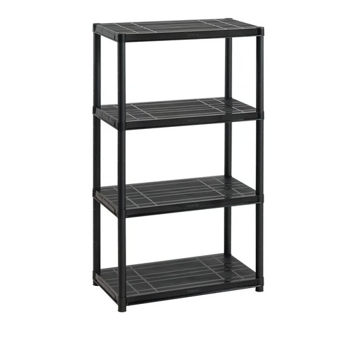 [M-EXHI0023] Estantería 4 Niveles De Plástico Negro Resistente 20,8x80x40Cm Rimax
