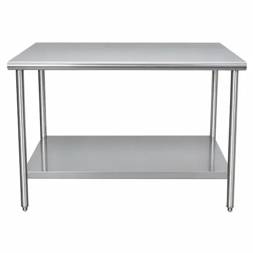[M-MESA0005] Mesa Central Con Entrepaño De Acero Inoxidable 120x70x85Cm Ies