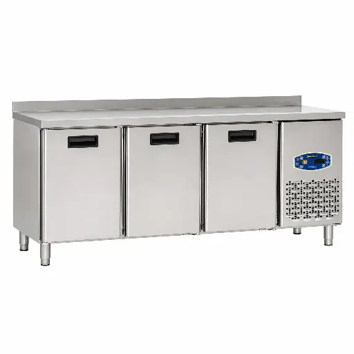 [M-UTEN1197] Mesa Refrigerada De Pared 3 Puertas De Acero Inoxidable 200x70x85Cm 455L Pimak